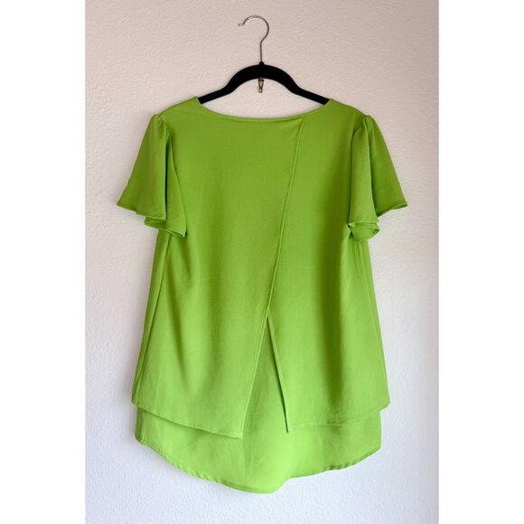 NWT MICHAEL Michael Kors Women's Flutter Sleeve V-Neck Blouse in Green Apple XS - Picture 3 of 8
